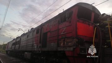 В Башкирии загорелся  тепловоз грузового поезда